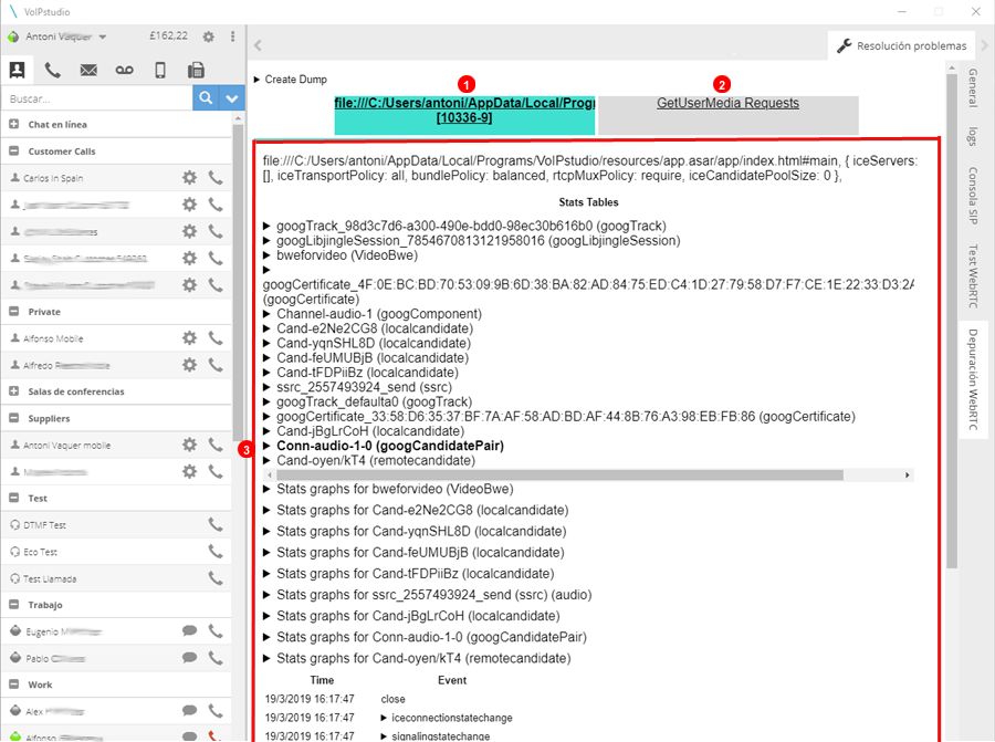 WebRTC statistics, configuration & traces