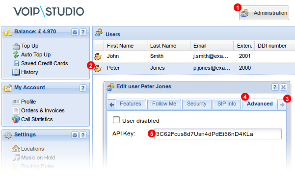 VoIP Studio API Key