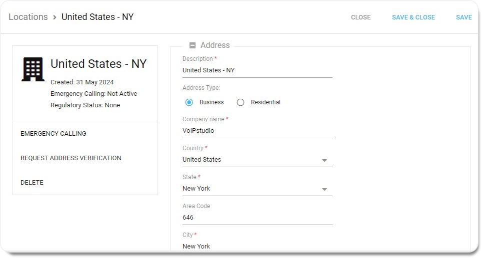 VoIPstudio Edit Location