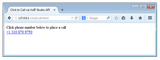Click to call HTML page