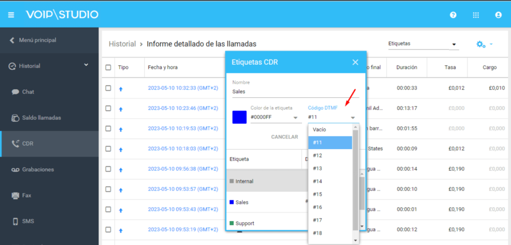 Etiquetar llamadas desde telefono IP en VoIPstudio