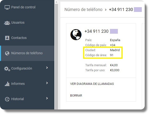 VoIPstudio Numero Detalle