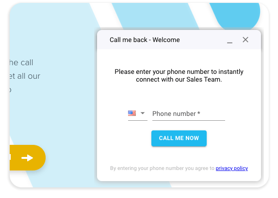 Call me back Welcome