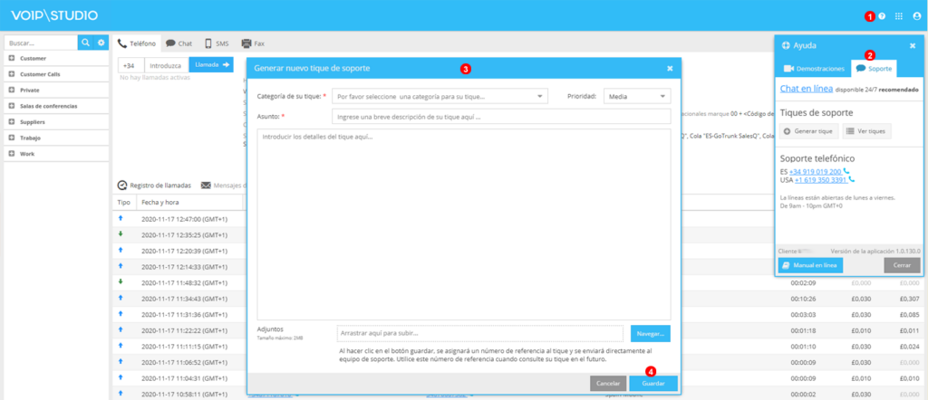 generar ticket soporte voipstudio