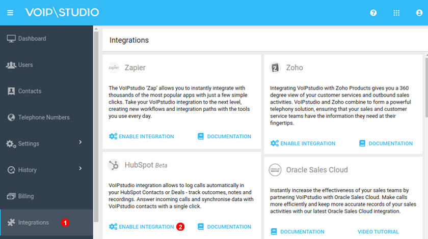HubSpot VoIPstudio integration