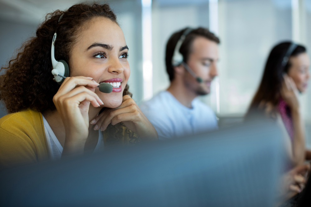 customer service representative using voip phone service
