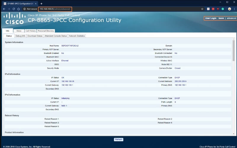 web interface