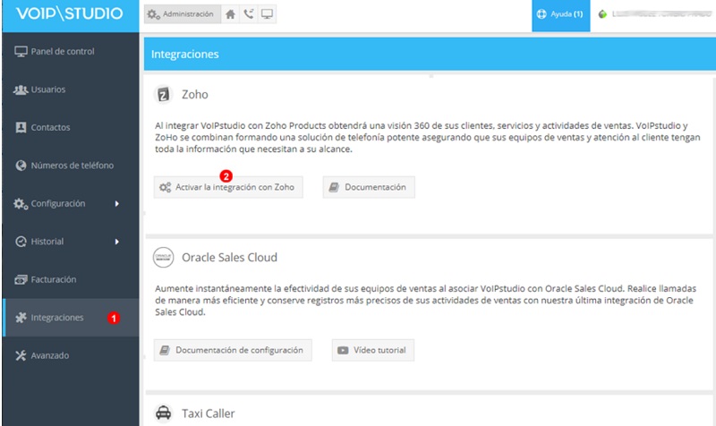 integracion zoho bigin VoIPstudio
