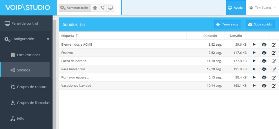 configuracion sonidos
