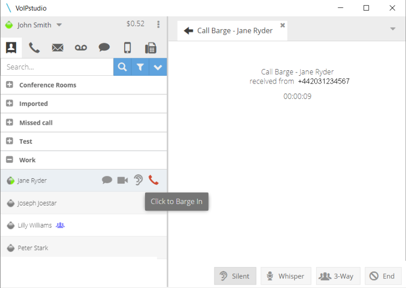 Call barging at VoIPstudio