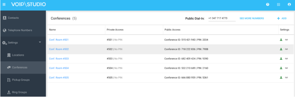 Conference call options in VoIPstudio