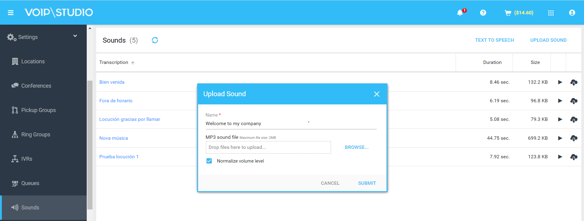 configure IVR welcome guide