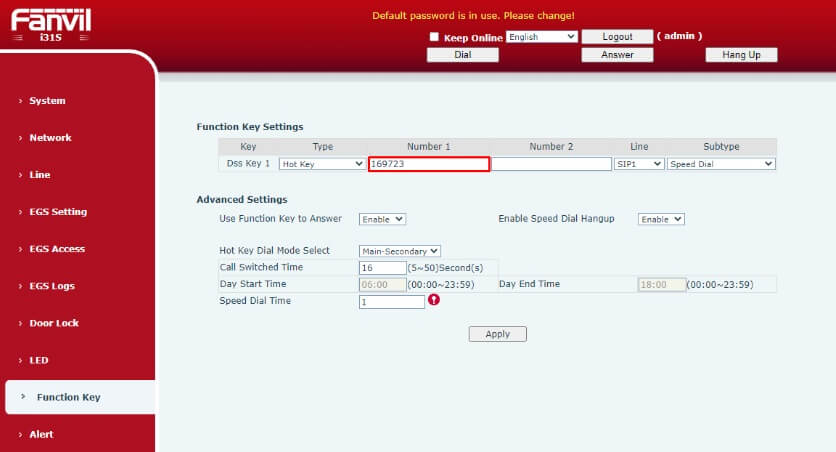 Link Fanvil door opener to VoIPstudio PBX (2)