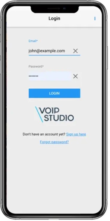 Login VoIPstudio iPhone
