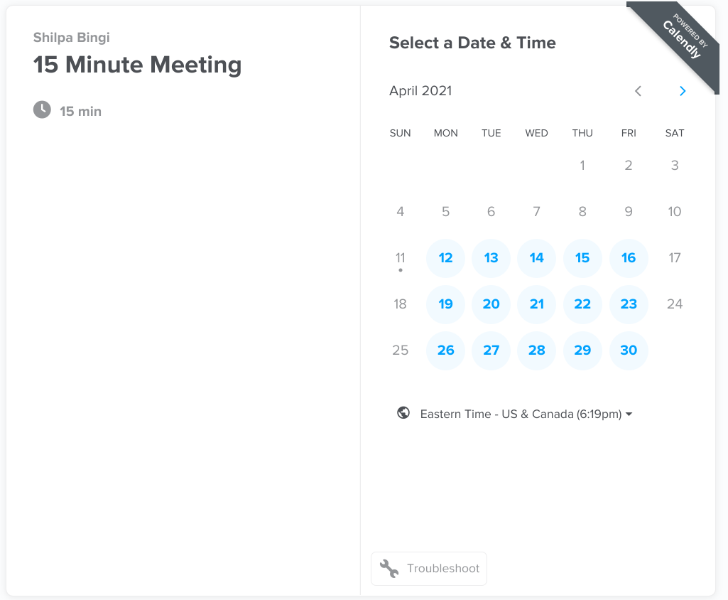 Scheduling app 2 - Calendly