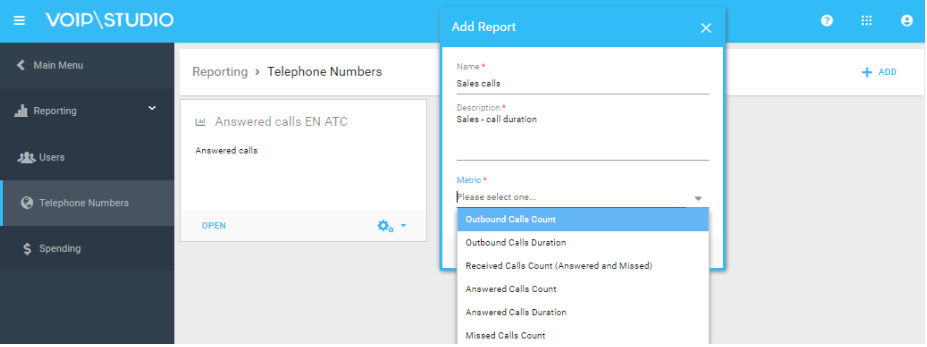 reports by user telephone number