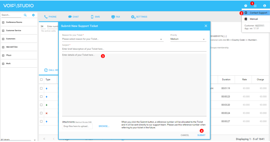 VoIPstudio Support Ticket