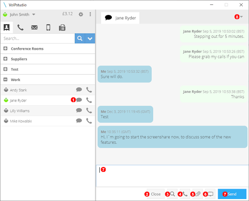 VoIPstudio app chat