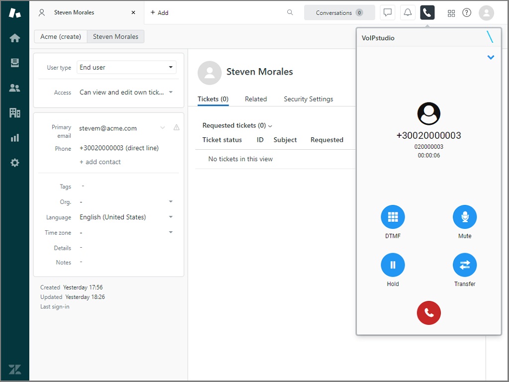 Zendesk VoIPstudio Integration Calls