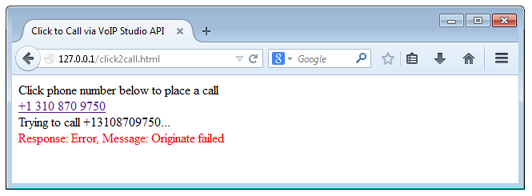 Click to call - API error