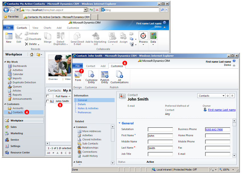 Microsoft Dynamics CRM Click to Call form customize
