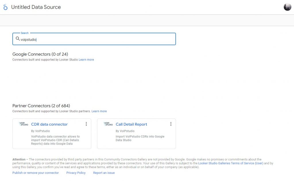 VoIPstudio CDR connector with Google Data Studio
