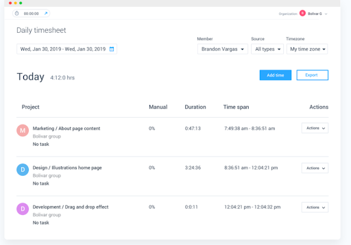 Aplicación de registro de horario- Hubstaff