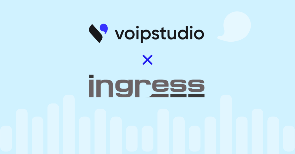 The logos of VoIPstudio and Ingress with an X between them, meaning an integration between these two solutions.