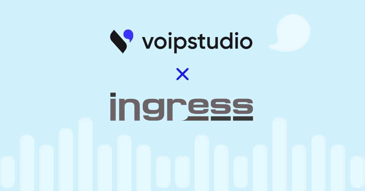 The logos of VoIPstudio and Ingress with an X between them, meaning an integration between these two solutions.